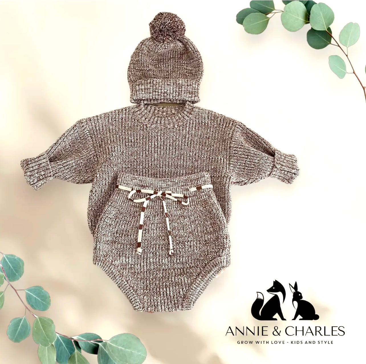 Annie & Charles knitted cotton set naturale