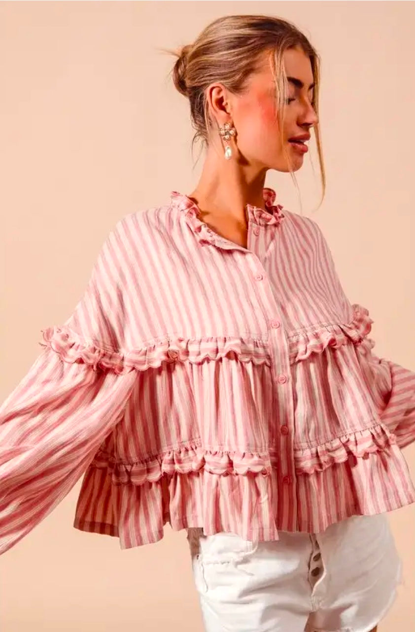 Variegated Stripe Reversible flowy boho top