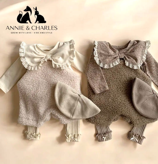 Annie & charles plush warm jumpsuit with bib