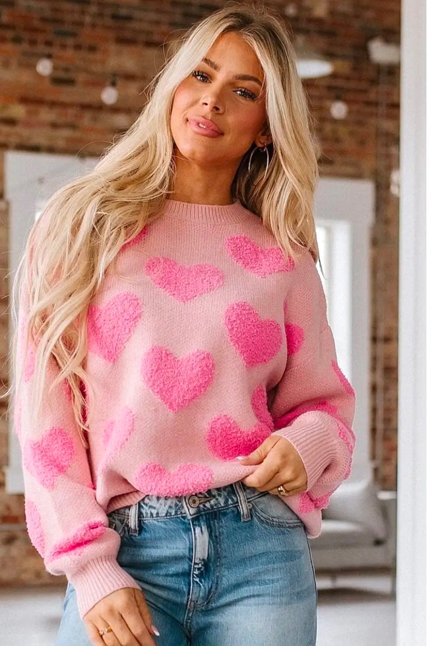 Jett fuzzy heart knit sweater