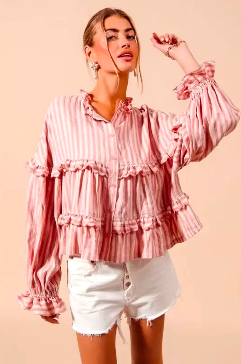 Variegated Stripe Reversible flowy boho top