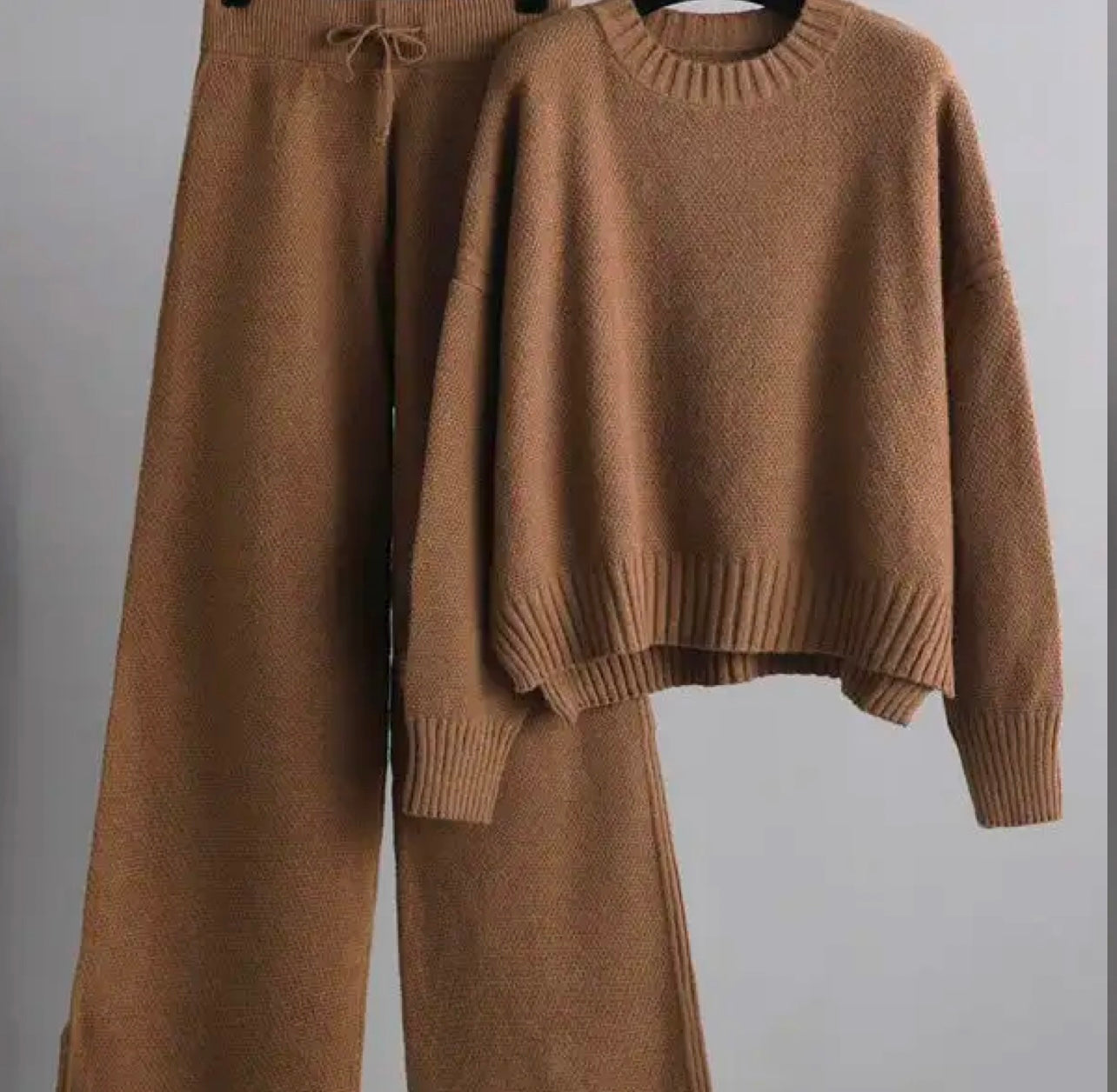 Stylish Loose High-Low Long sleeve sweater + wide leg pants