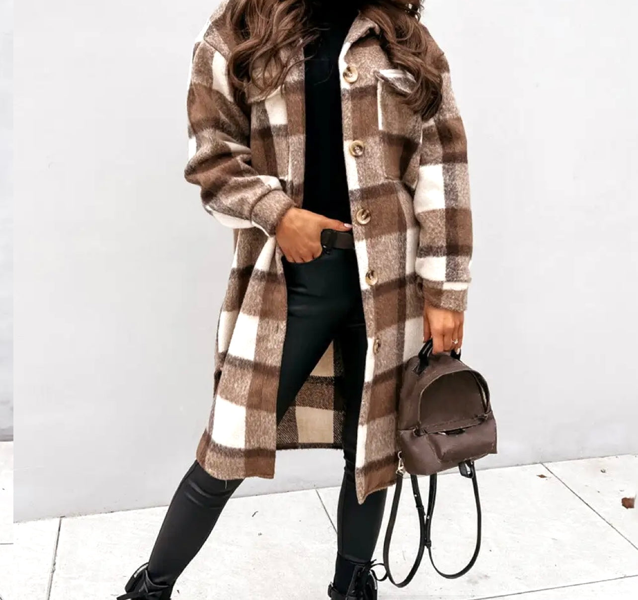 Long plaid cardigan