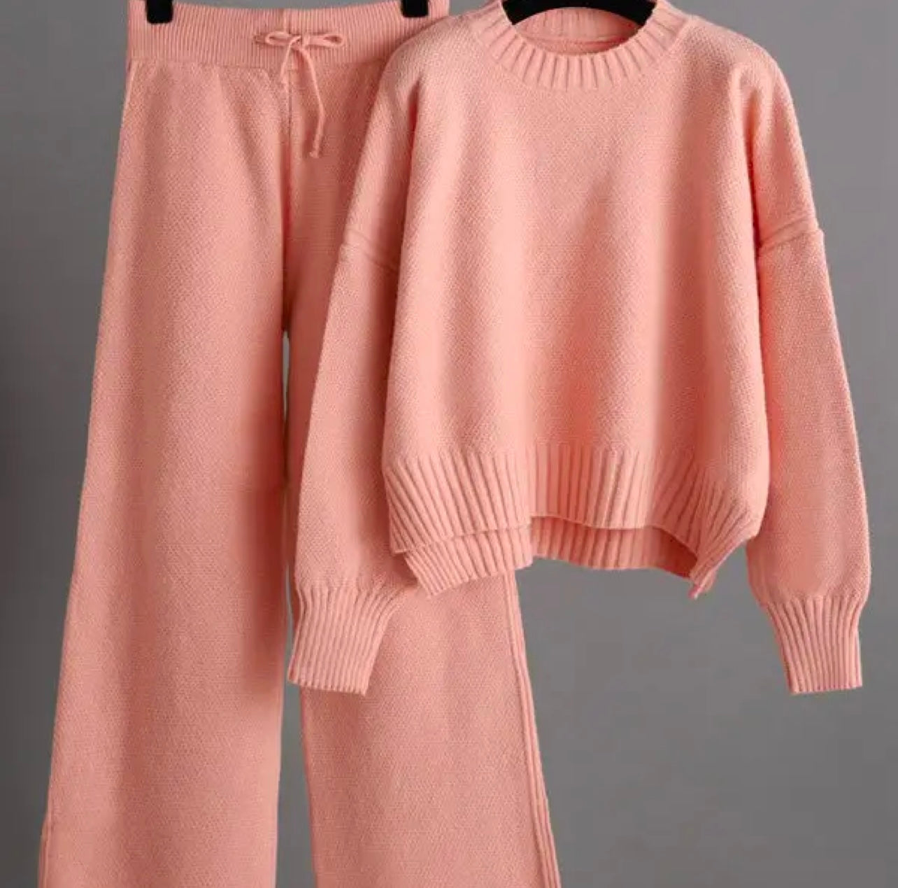 Stylish Loose High-Low Long sleeve sweater + wide leg pants