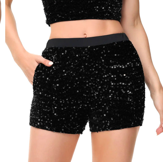 Sparkly Sequin Shorts Elastic waist