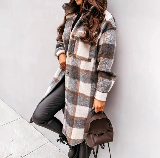 Long plaid cardigan