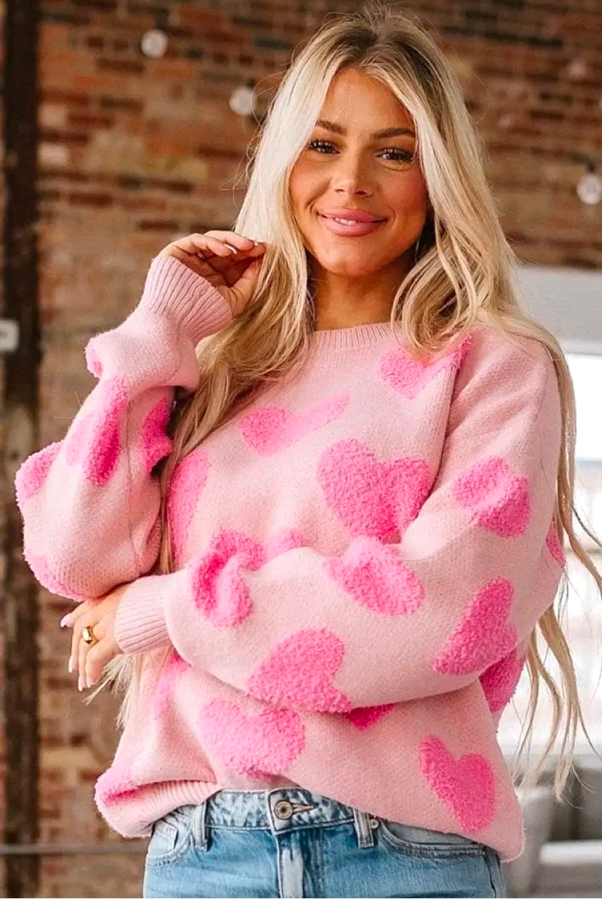 Jett fuzzy heart knit sweater