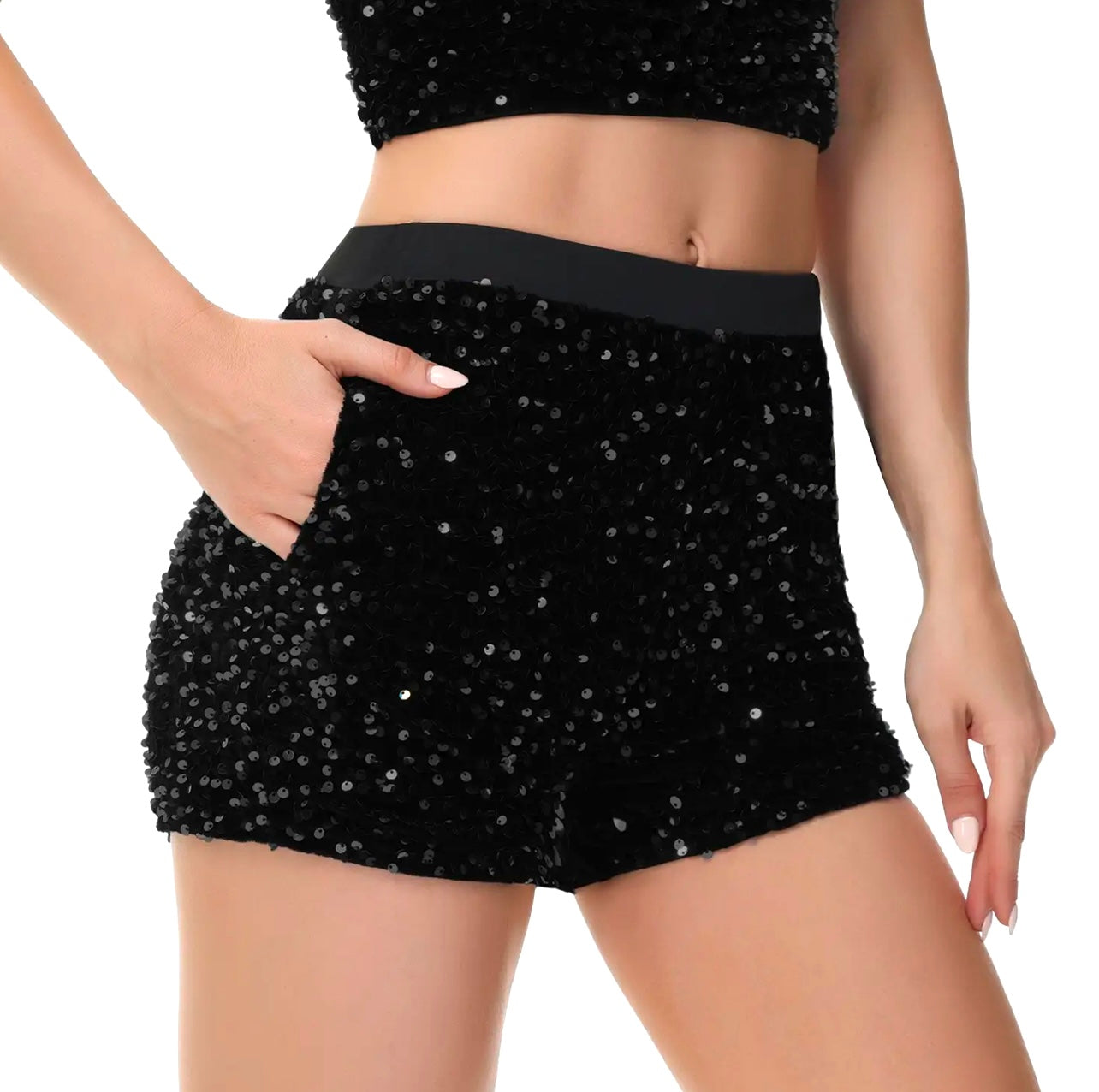 Sparkly Sequin Shorts Elastic waist