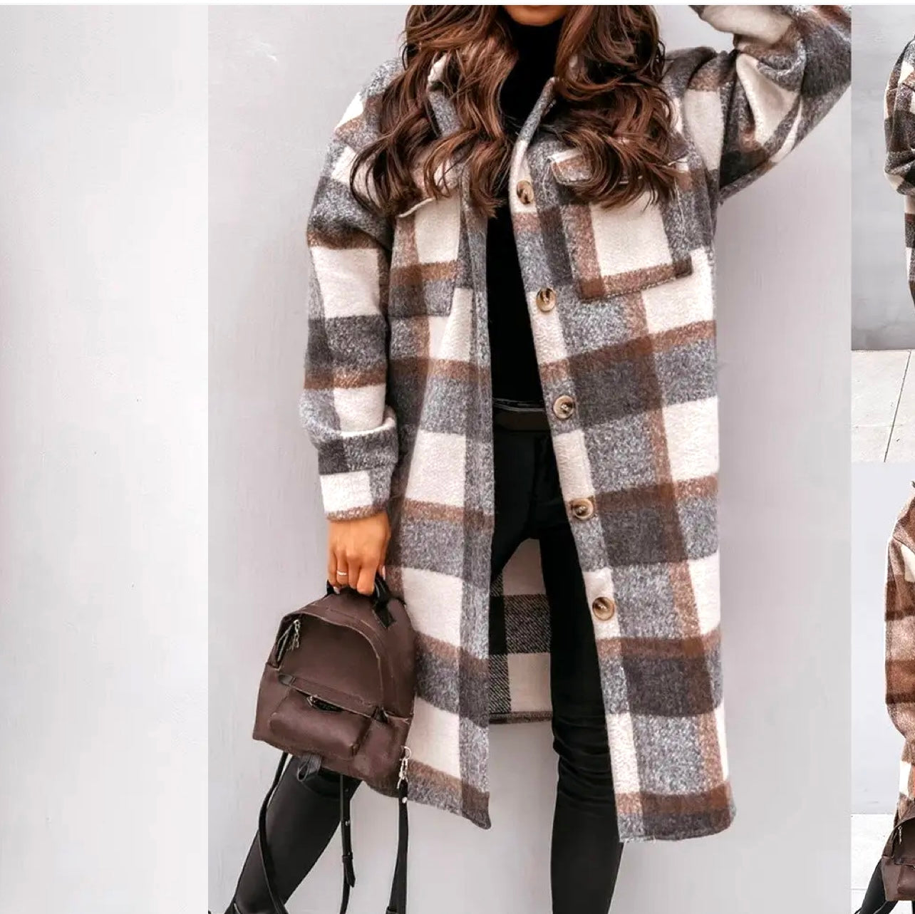 Long plaid cardigan